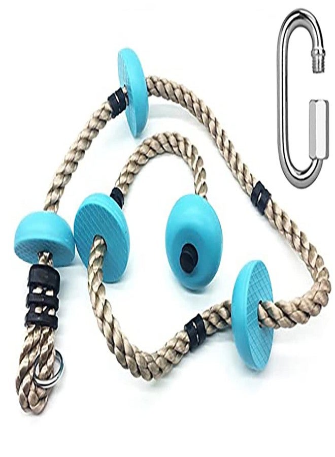 REZNOR حبل تسلق للأطفال من ريزنور بطول 6.5 قدم مزود بـ 5 عقد بلاستيكية زرقاء، مثالي لبيوت الأشجار وهياكل التسلق، وأراجيح اللعب في الفناء الخلفي الخارجي - Image 1